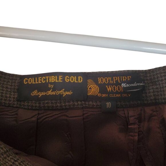 Collectible Gold By Giorgio Sant Angelo Pleated 100% Wool Skirt Brown Size 10 - Picture 7 of 11